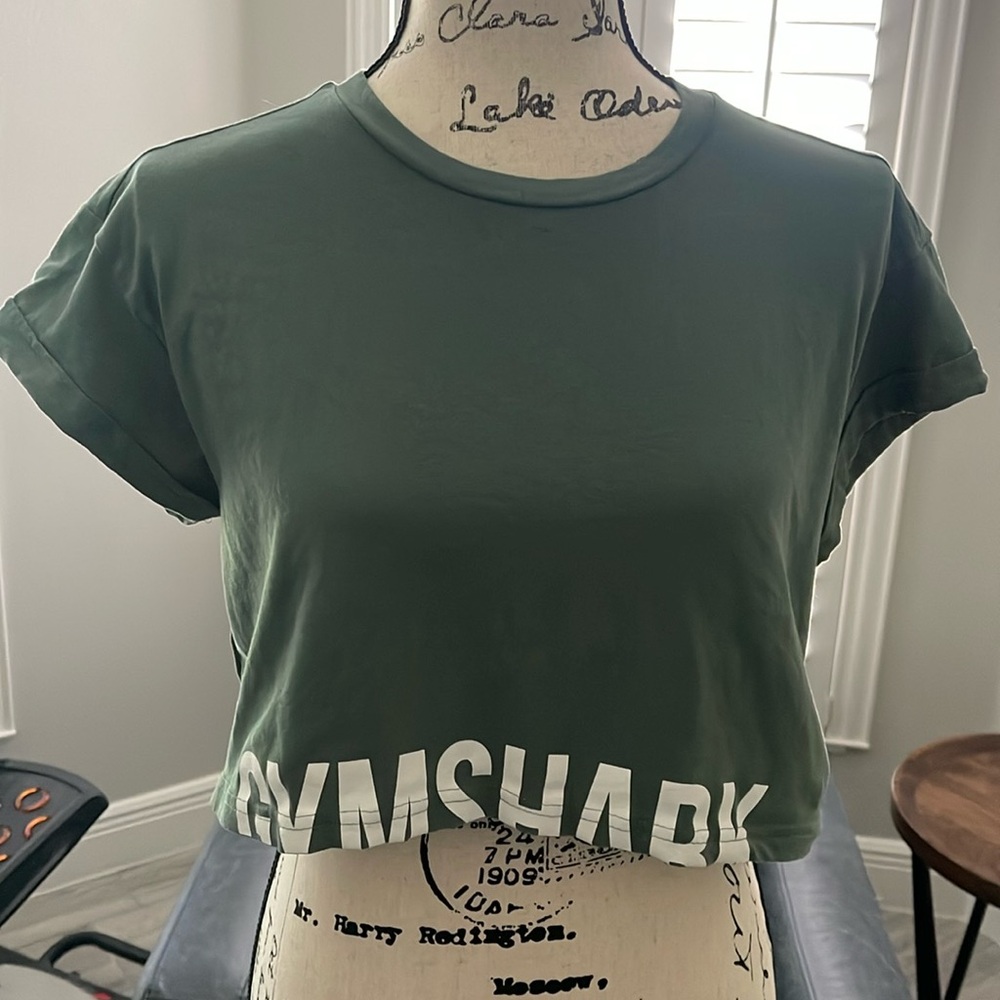 Gymshark Cropped Top, Green - Medium